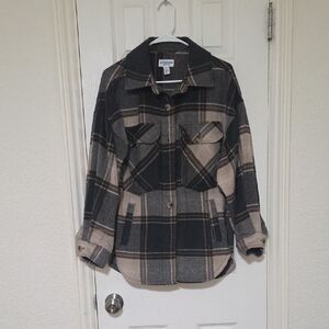 Arizona Jean Company Women's Utility Jacket - Black and Tan Plaid